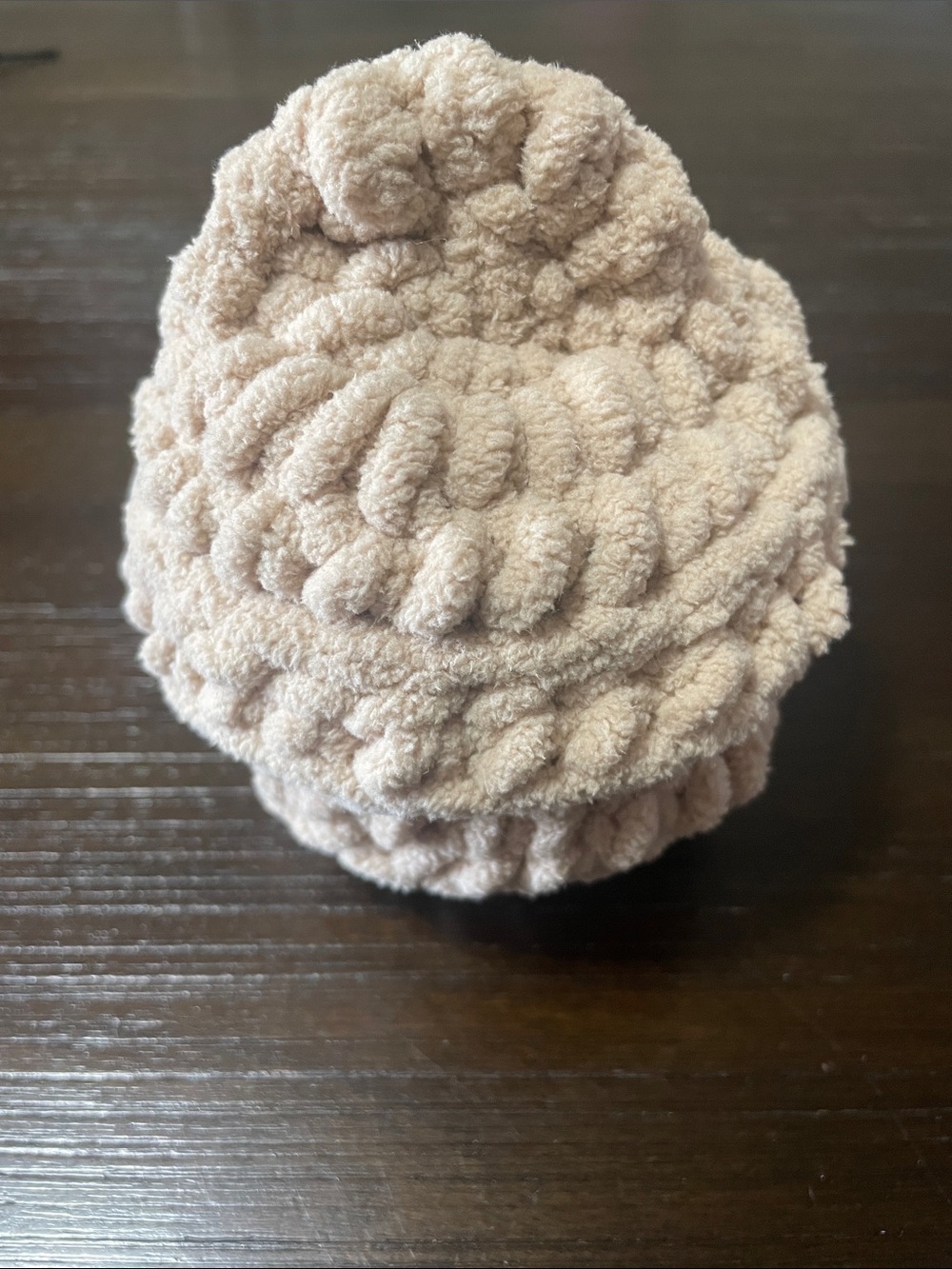Plush Dumpling crochet. Blue and beige chunky